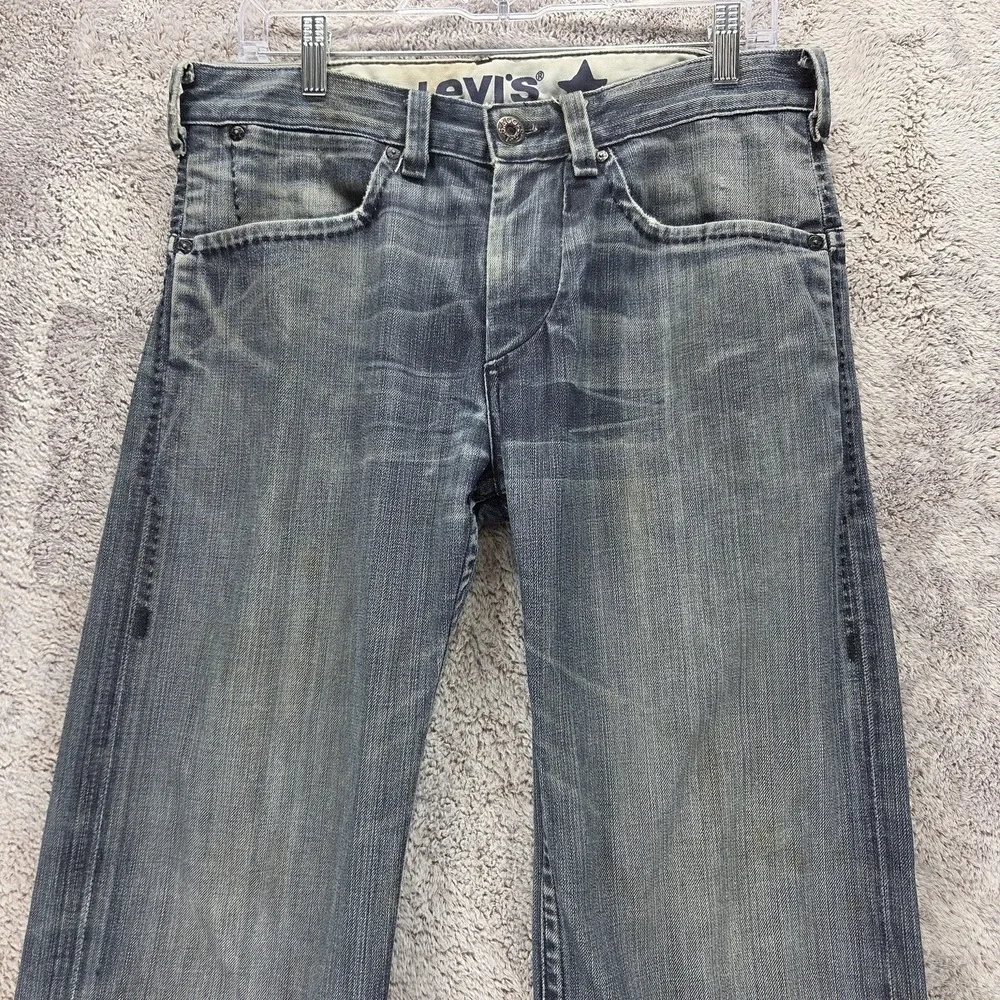Vintage Levis Blue Star Jeans Mens Blue Buckle Back Honeycomb Zip Fly Fits 32x30